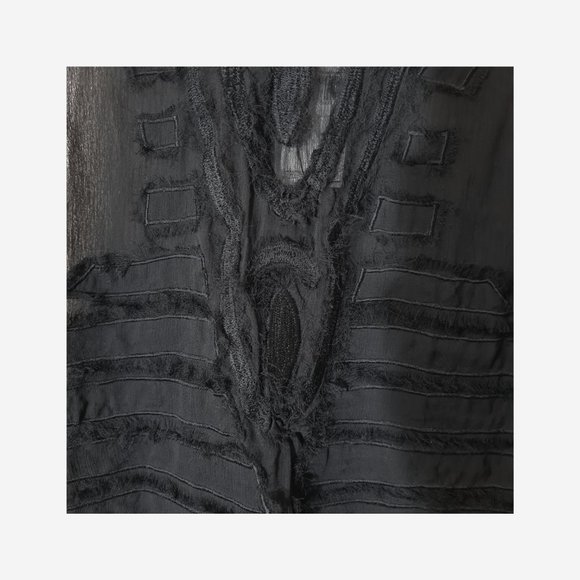 Size-M, NWT, Applique black chiffon top - Picture 4 of 7